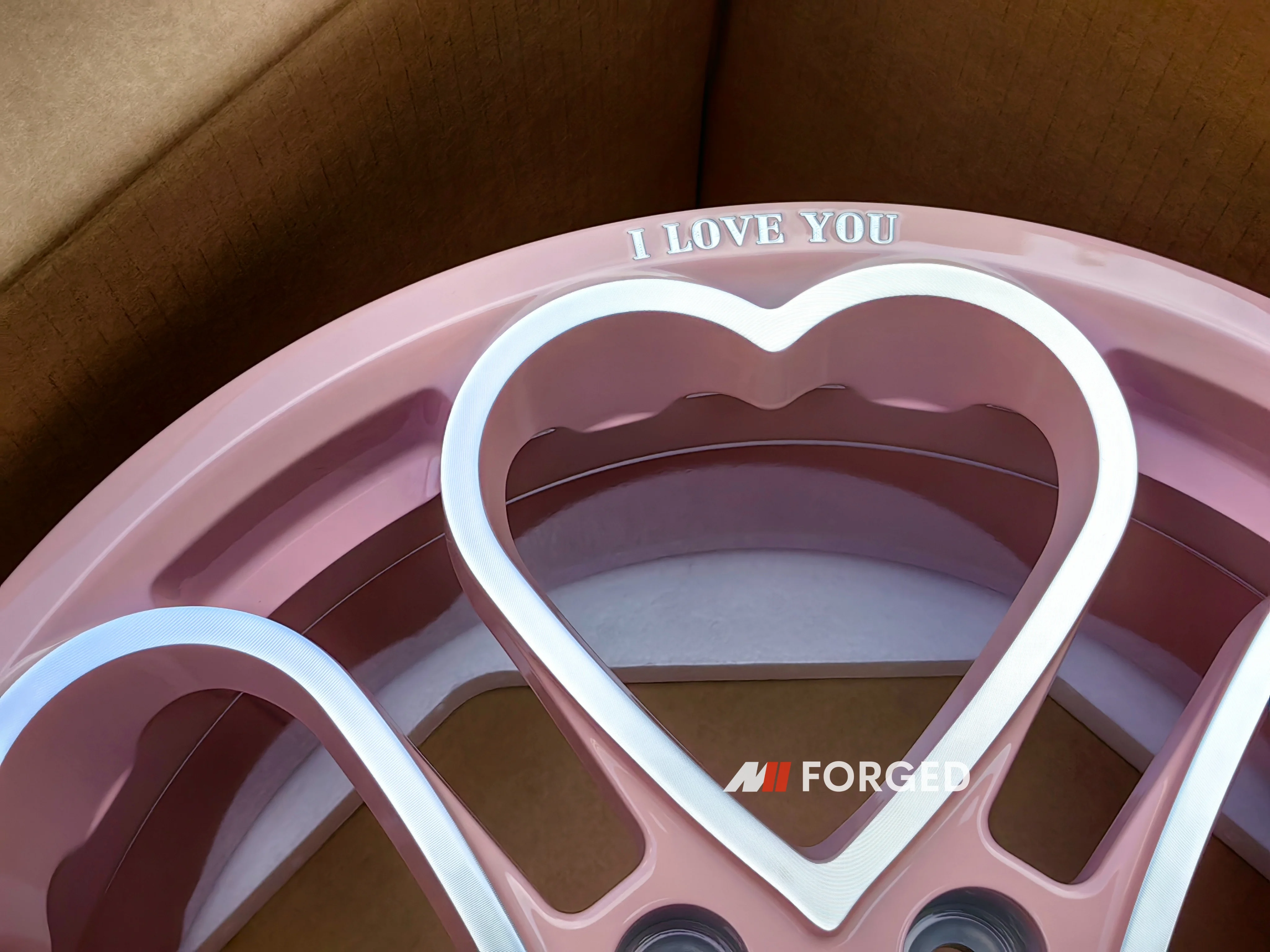 MN Forged Heart Wheels and Rims in Pink Black Chrome for Honda Civic JDM Miata Love Inspired Designs