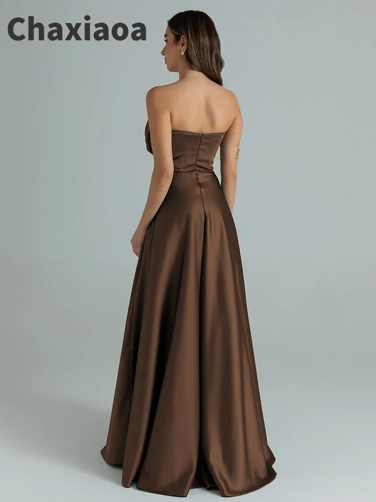 

Элегантное атласное вечернее платье Chaxiaoa без бретелек для женщин, облегающее, с открытой спиной, скромное длинное платье, платье для вечеринок и клубов, рождественское платье 2026