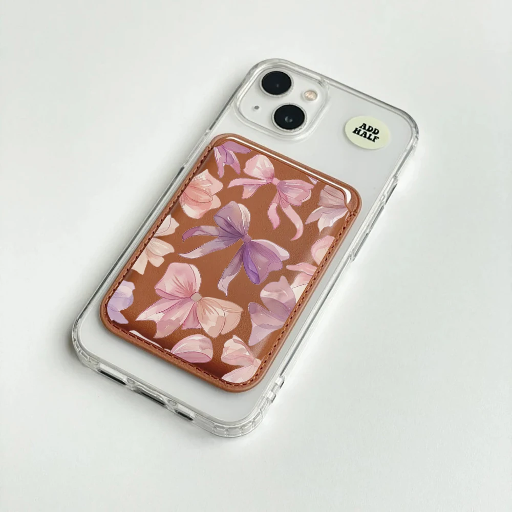 Luxuriöse Schleifen-Design Leder-Kartenhalterhülle für Magnetische Hüllen, Geeignet für alle iPhones mit Magsafe-Kartenfunktion – Detail 2