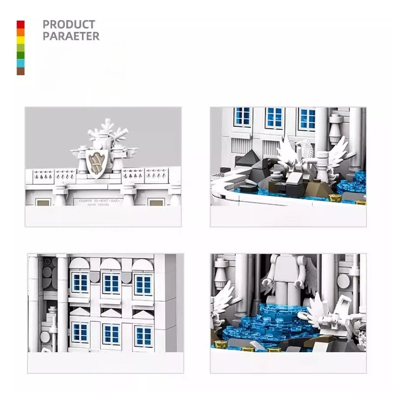 SEMBO-bloques de construcción de fuente Trevi, fuente de deseos romana ensamblada a mano, modelo arquitectónico, juguetes creativos para niños