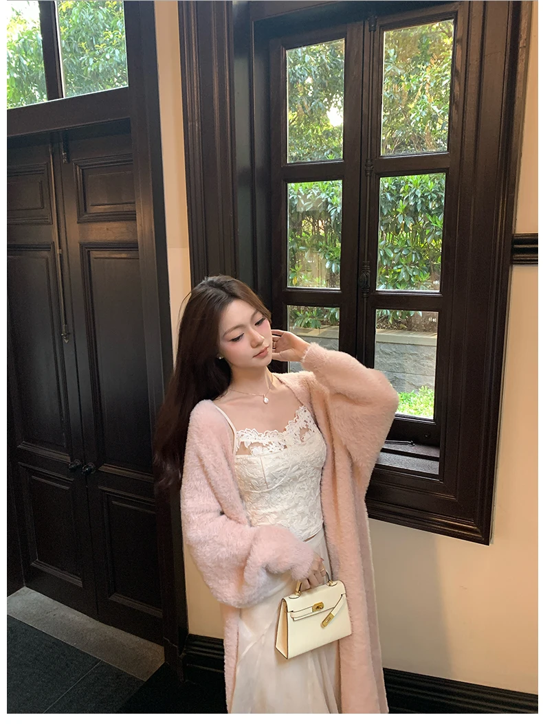 

Кардиган женский Yang Wan Yu в корейском стиле, свободный крой, из высококачественного норкового бархата, мягкий вязаный свитер в стиле Sweet Princess