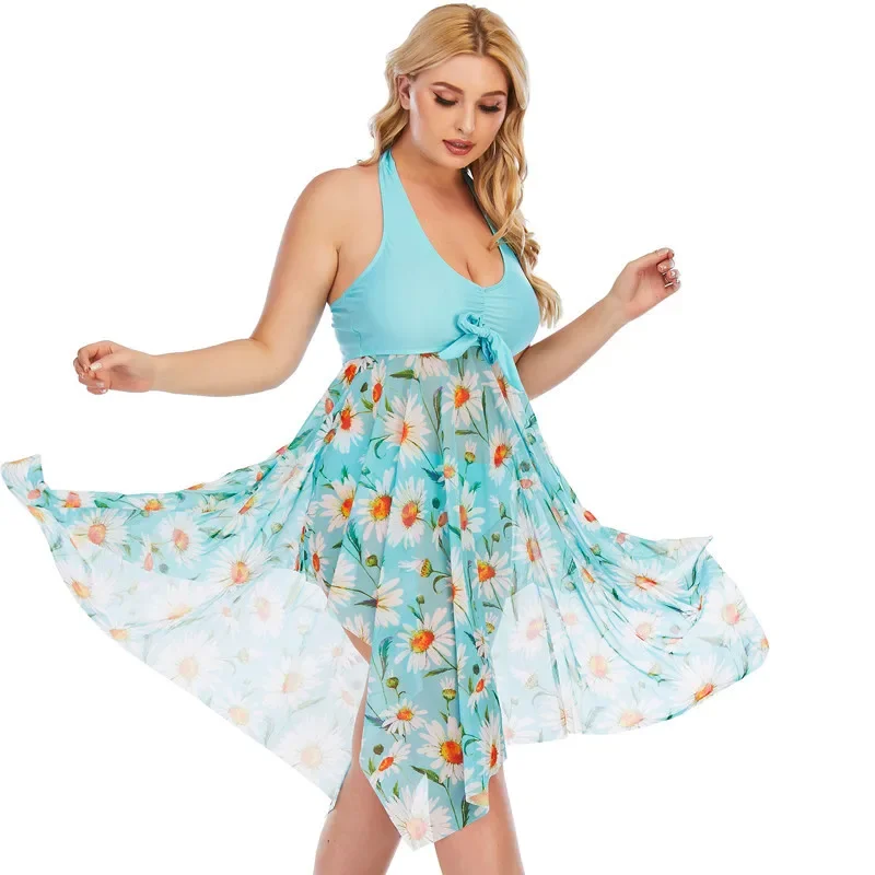 

2025 Front Knot Printed Tankini Set Two Piece Swimsuit Dress Women Vintage Swimwear Female Bathing Swim Suit Summer Beachwear