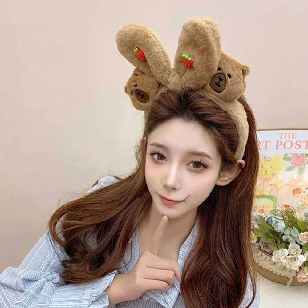 Fashion Cartoon Capybara Hairbands Plush Cute Rabbit Ear Headband Hair Accessories Headwear Funny Hair Hoop Photograph