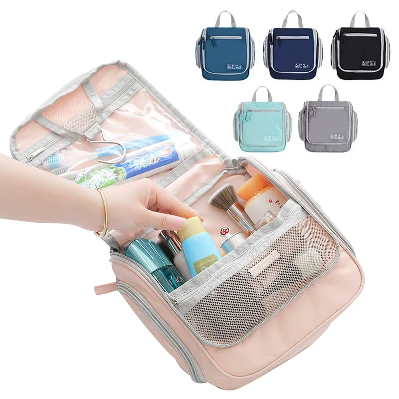 Women Cosmetic Bag Travel Men Toothpaste Toothbrush Toiletries Organizer Hook Female Beautician Makeup Bags Toilet Storage Bag