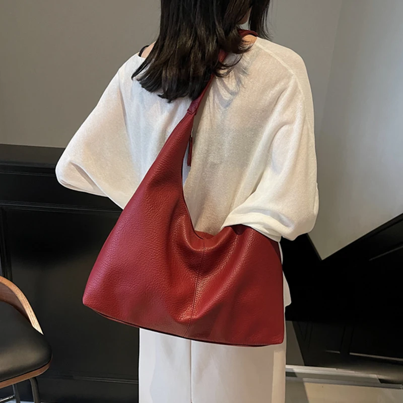 الملمس الجلود الناعمة سعة كبيرة حمل حقيبة 2026 جديد تنوعا تخفيف حقيبة يد ريترو عادية واحدة الكتف تحت الإبط حقائب #2