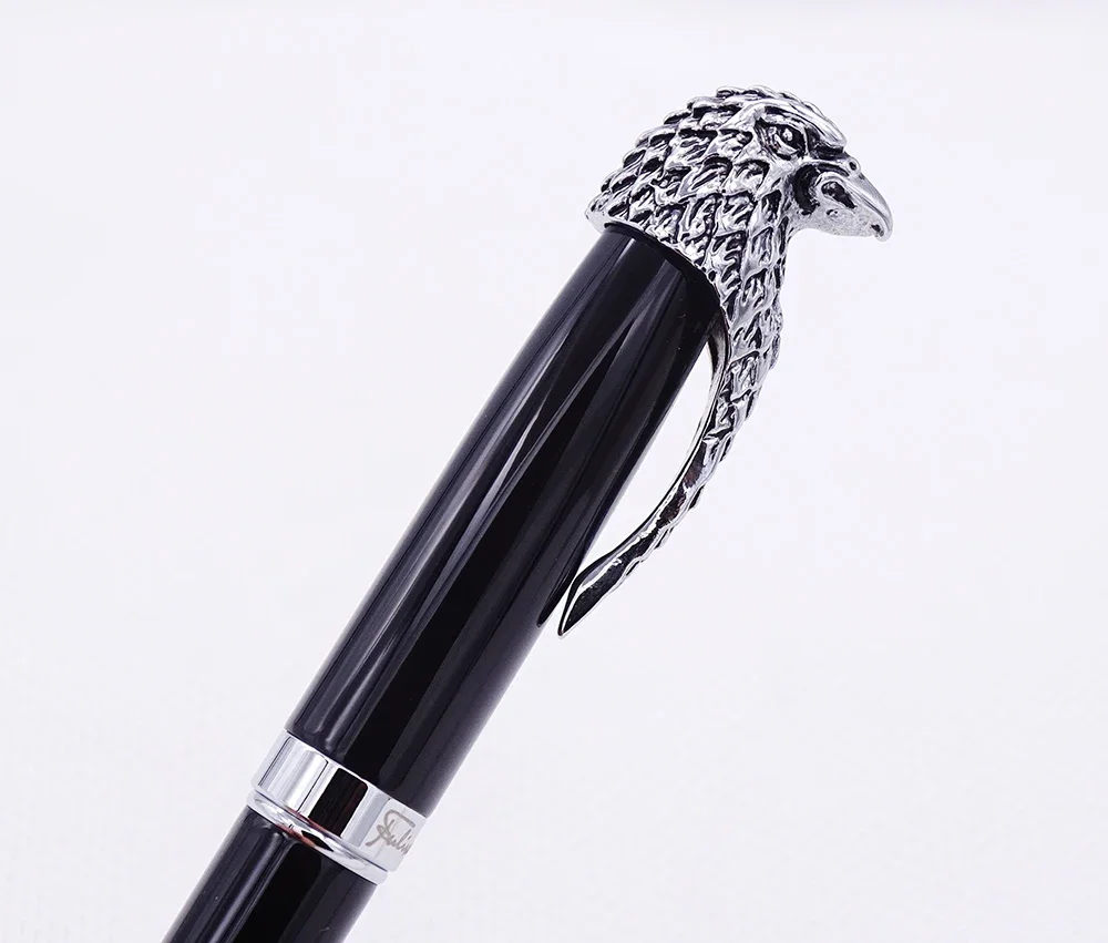 Fuliwen Owl Fountain Pen Eagle Head Clip Medium Nib 0.7mm , Unique Style Vivid Black Collection Gift Pen for Office Business