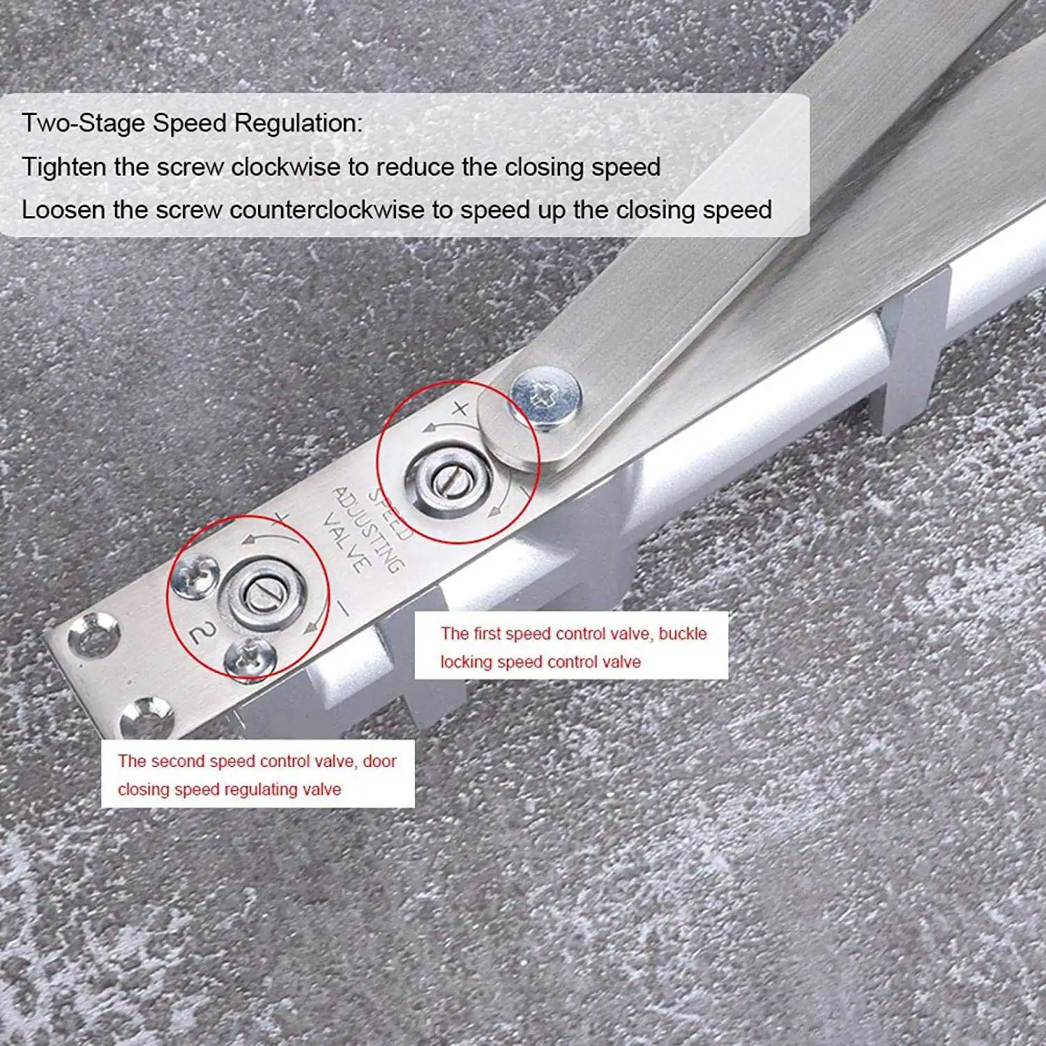 

IALJ-Modern Automatic Door Closer, Hydraulic Buffer Adjustable Closers Hold Open Aluminum 75KG Hardware Fittings