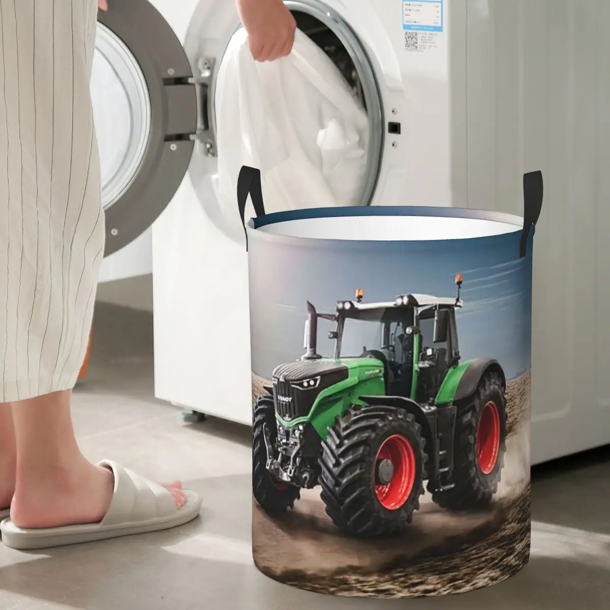 

Fendt Tractor Folding Laundry Baskets Dirty Clothes Toys Storage Basket Large Waterproof Hamper