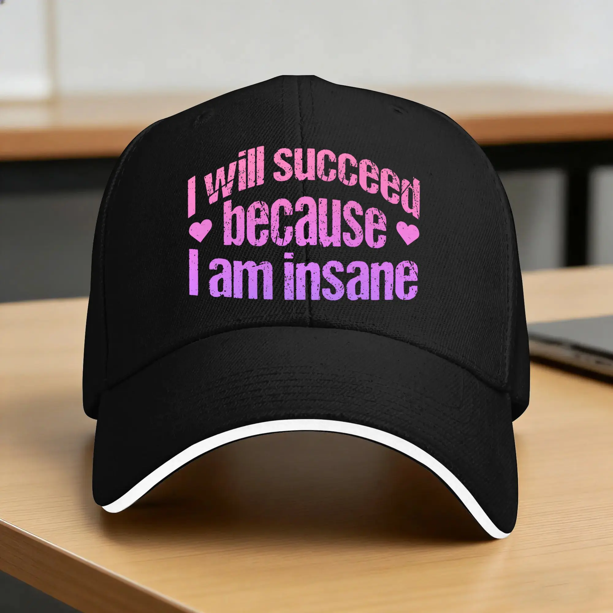 I Will Succeed Because I Am Insane Baseball Cap  Hiking Fishing Hot Sale Hip Hop Hats Women Men y2k Retro Design Snapback Cap