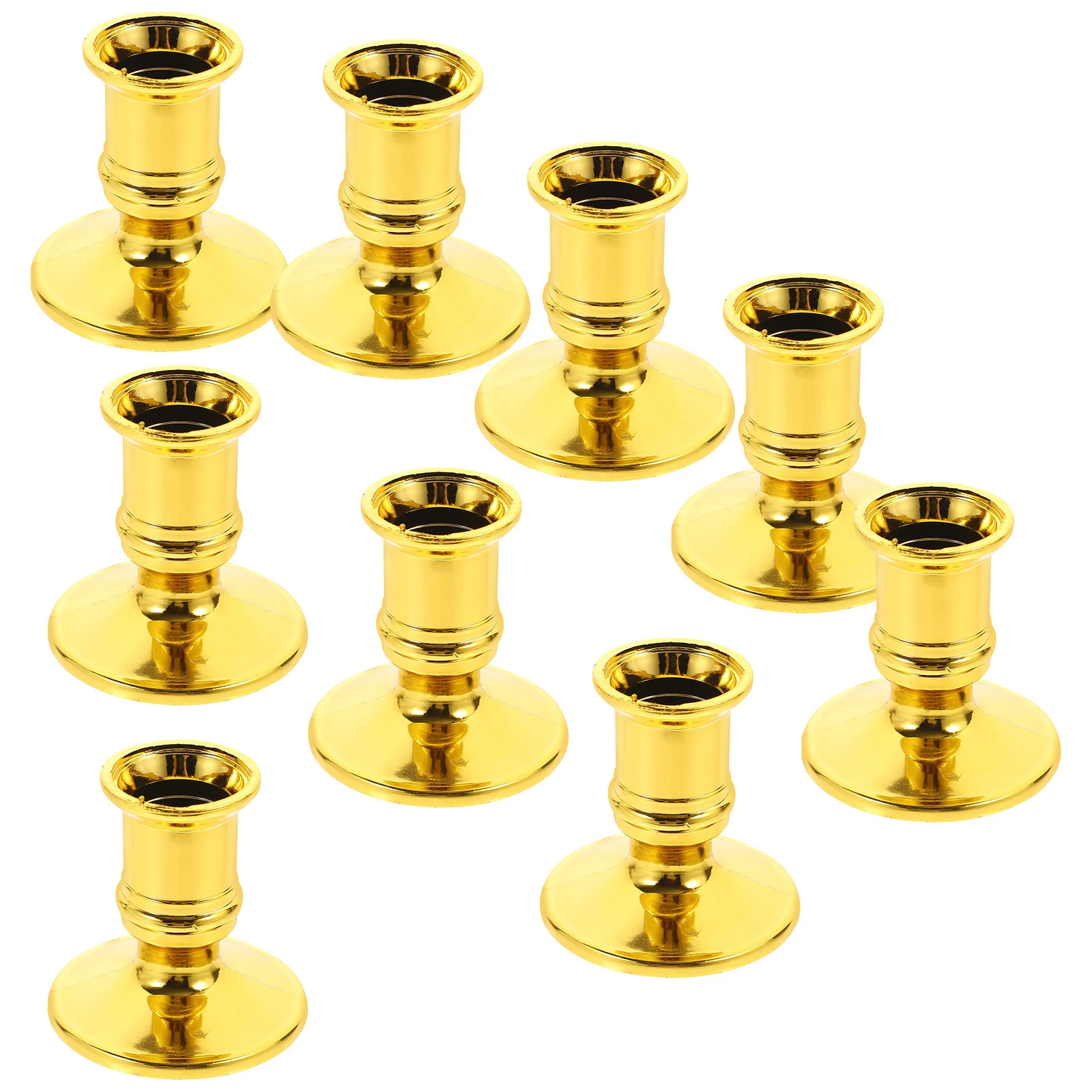 

20 PCS Decor Electronic Base Wedding Centerpieces Candlestick Holders Desktop Indoor Pillar Golden Plastic Candleholder