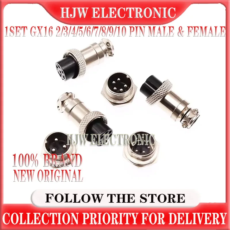 HJW 1set GX16 2/3/4/5/6/7/8/9/10 Pin Male & Female 16mm L70-78 Circular Aviation Socket Plug Wire Panel Connector for diy