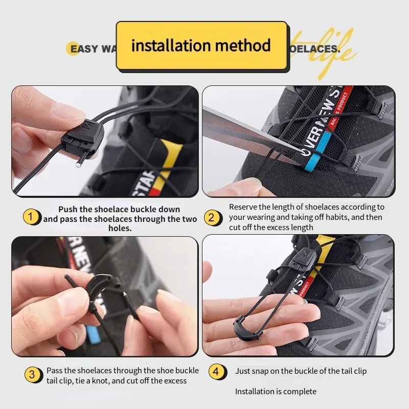 جديد لا التعادل أربطة أحذية أربطة تنس مستديرة دون أربطة الكبار الاطفال جودة الجري أحذية رياضية أربطة الحذاء أسود أبيض إكسسوارات الأحذية