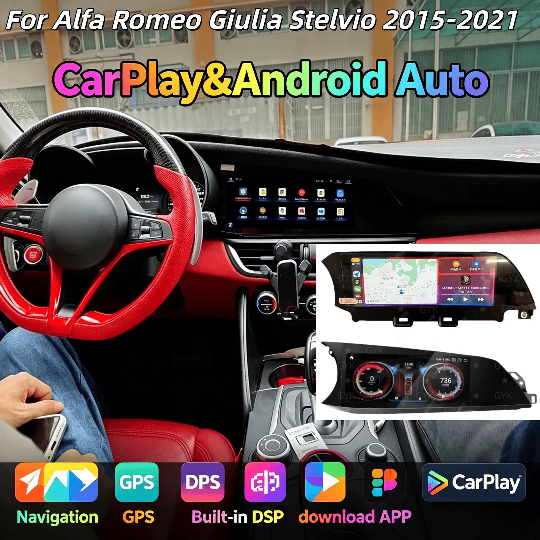 For Alfa Romeo Giulia Stelvio 2015-2021 Android Carplay Car Radio Multimedia Player Automobile Bluetooth WIFI 4G GPS Navi Stereo