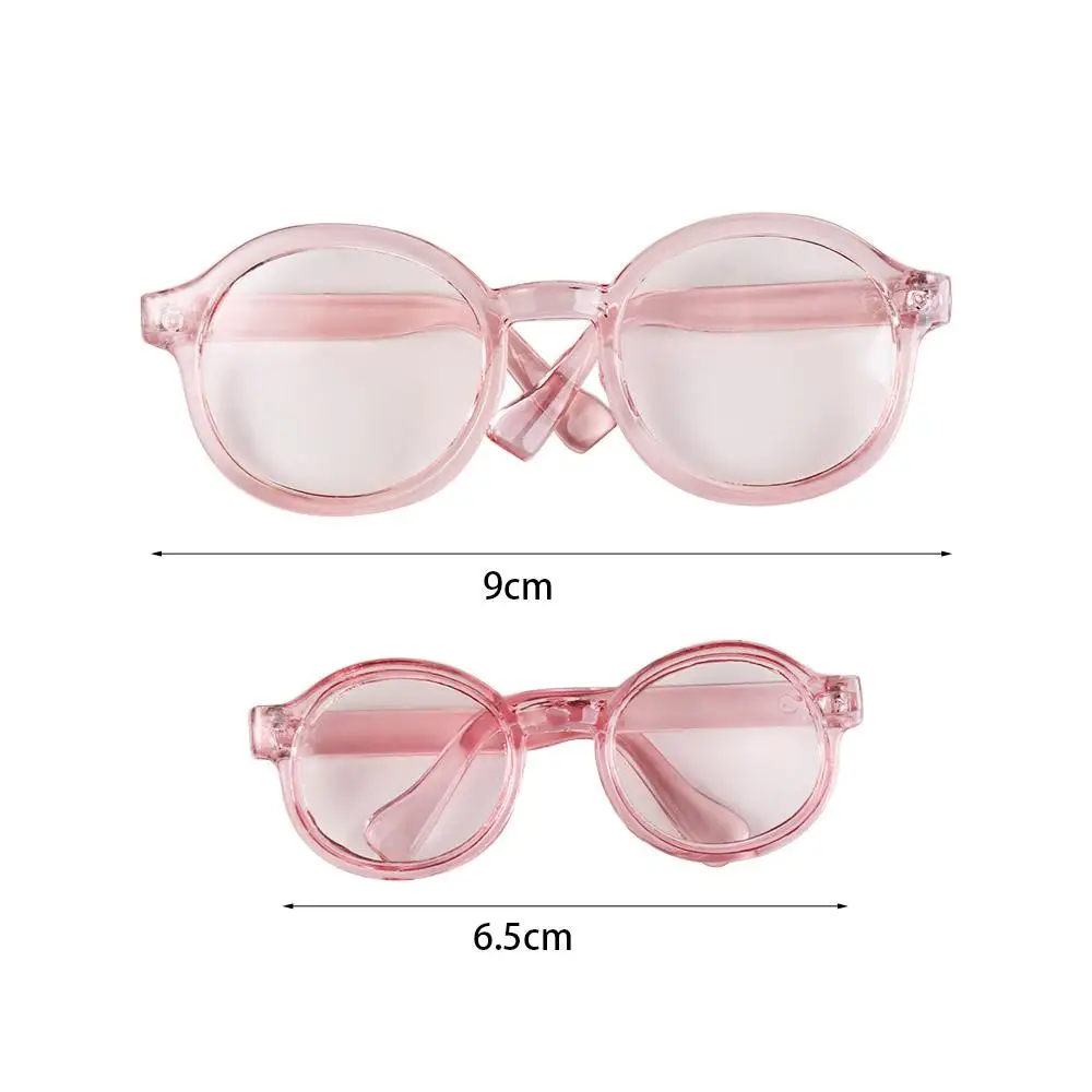 Accessoire de poupée lunettes en plastique Transparent couleur bonbon lunettes rondes transparentes 6.5CM 9CM Mini lunettes de poupée rondes