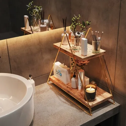 Triangle Solid Stainless Gold Color Table Serving Rack HBV00000RD9GS1