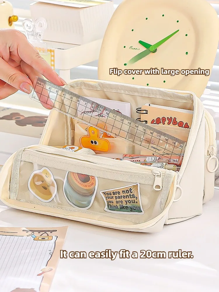 9-lagiges, doppelseitiges, abnehmbares Stiftetui mit großer Kapazität, einfache dreidimensionale Flip-Briefpapiertasche, multifunktionale Aufbewahrungstasche – Detail 7