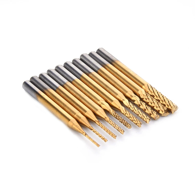 10PCS/Set 0.8-3.175 MM For PCB CNC Titanium Plating Drill Bit Set Engraving Cutter Rotary Mill Drop Shipping