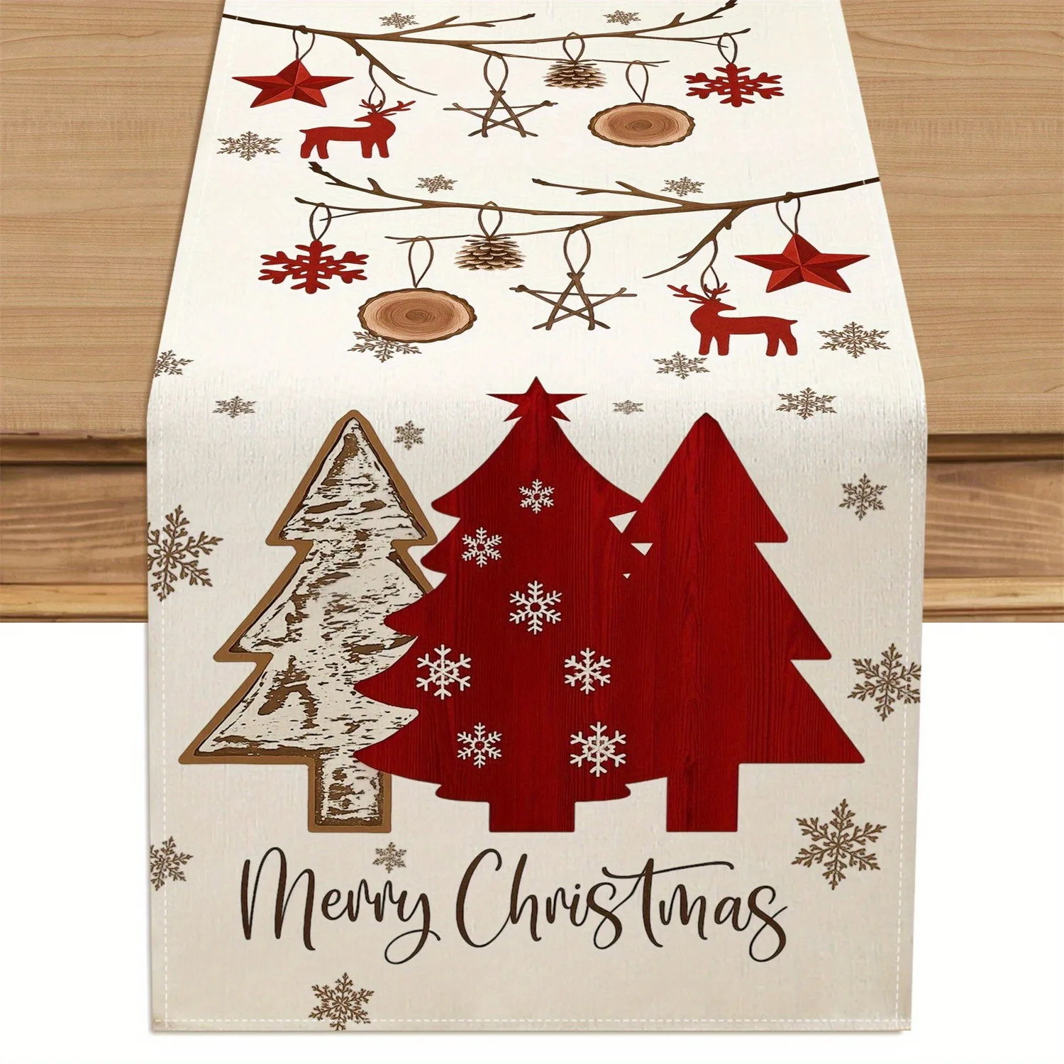 

Рождественские украшения для стола, настольные флажки, ветки рождественской елки, снежинки, узоры для рождественской елки, рождественские дорожки для стола