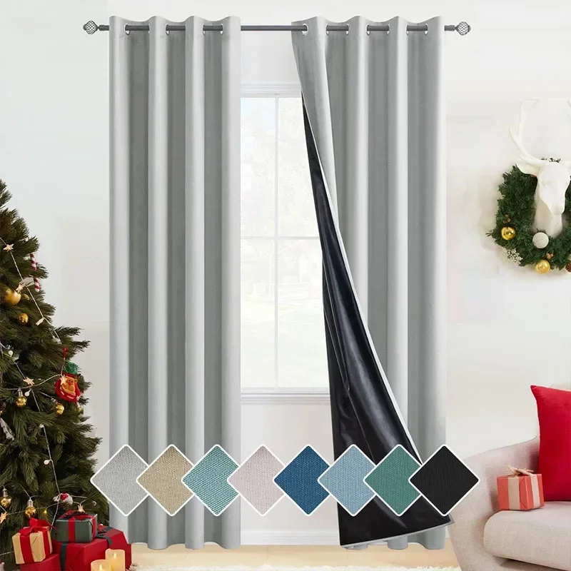 Solid Color Waterproof 100% Blackout Curtains Bedroom Grommet/rod Pocket Curtain Panel Living Room Office Full Shading Curtain