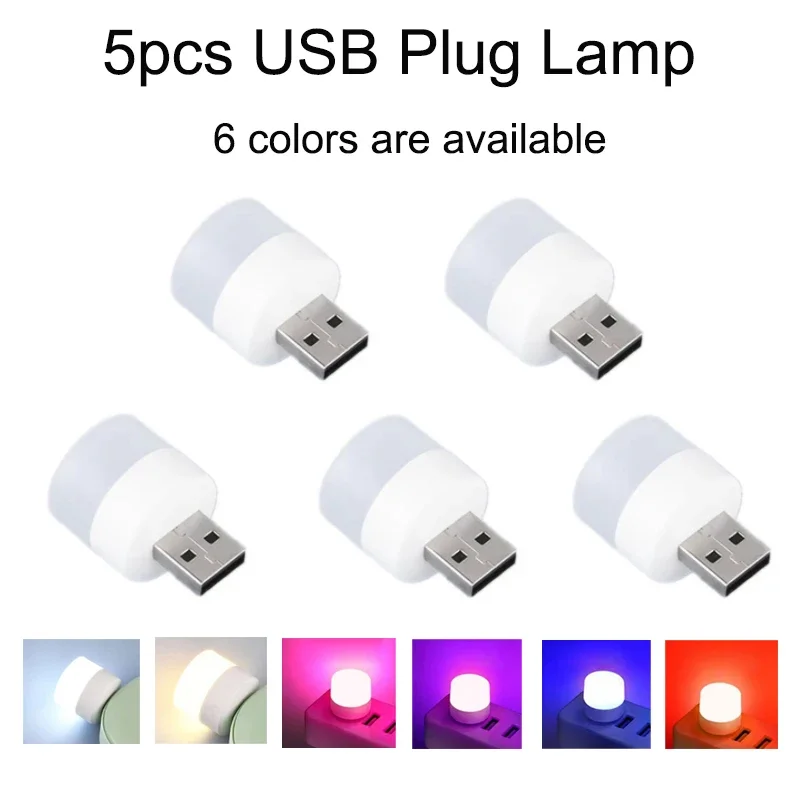 

5 шт., USB-лампа для чтения, с зарядкой от USB