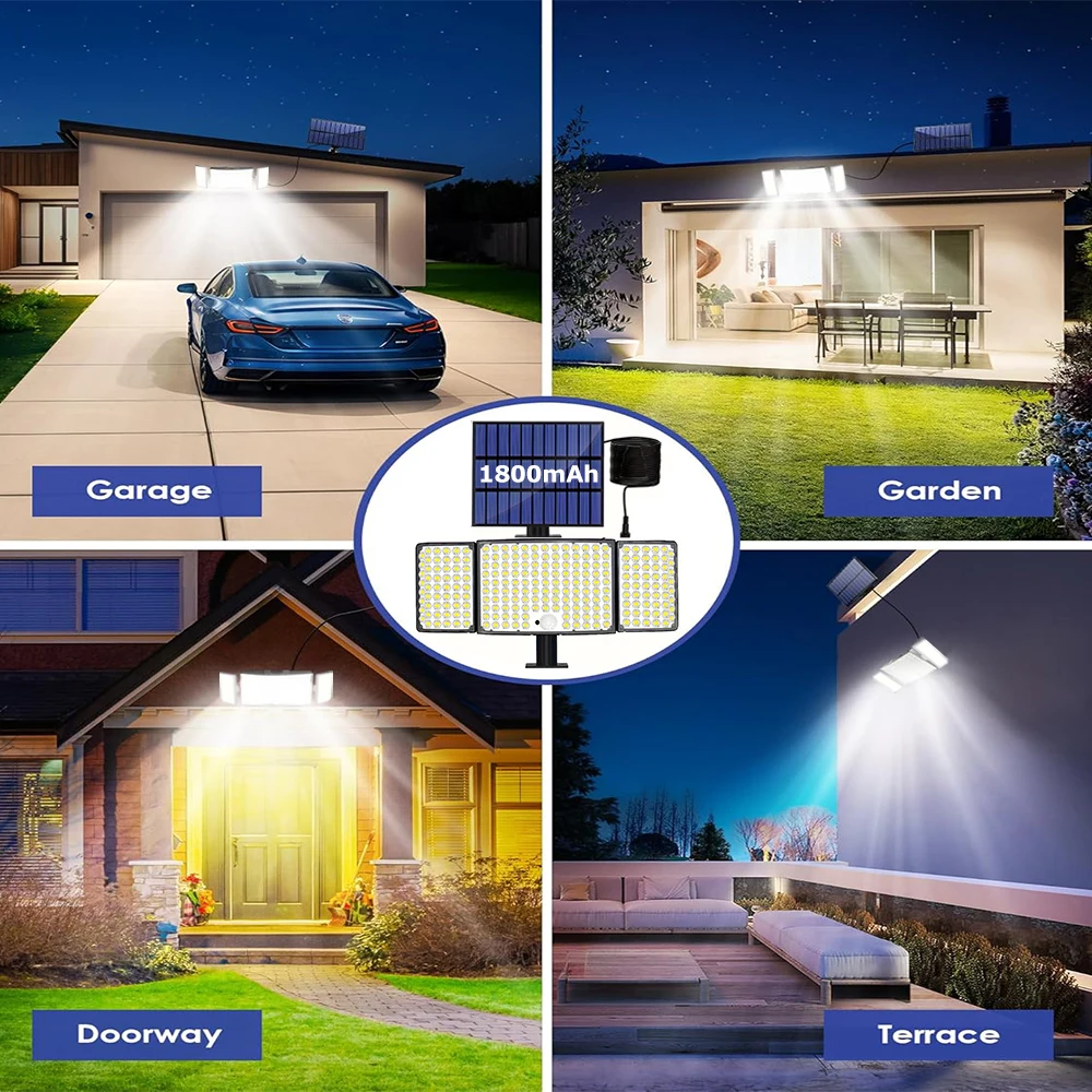 أضواء الشمسية في الهواء الطلق 100/172/234 LED تعمل بالطاقة الشمسية محس حركة أضواء أمنية الجدار مصباح IP65 مقاوم للماء ضوء الشارع عن بعد