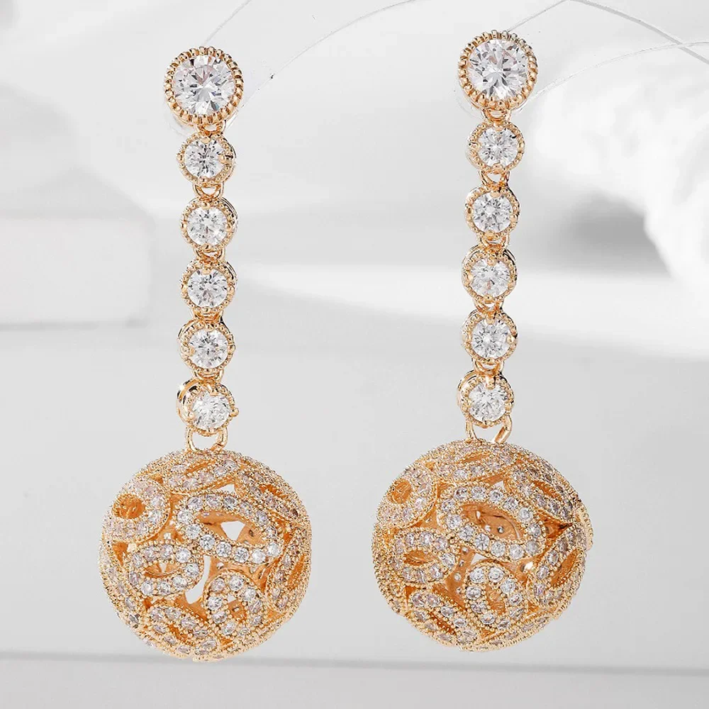 

Kellybola New Luxury Gorgeous Ball Drop Earrings For Women Wedding Party Shiny Full CZ Earrings Fashion Jewelry High Quality