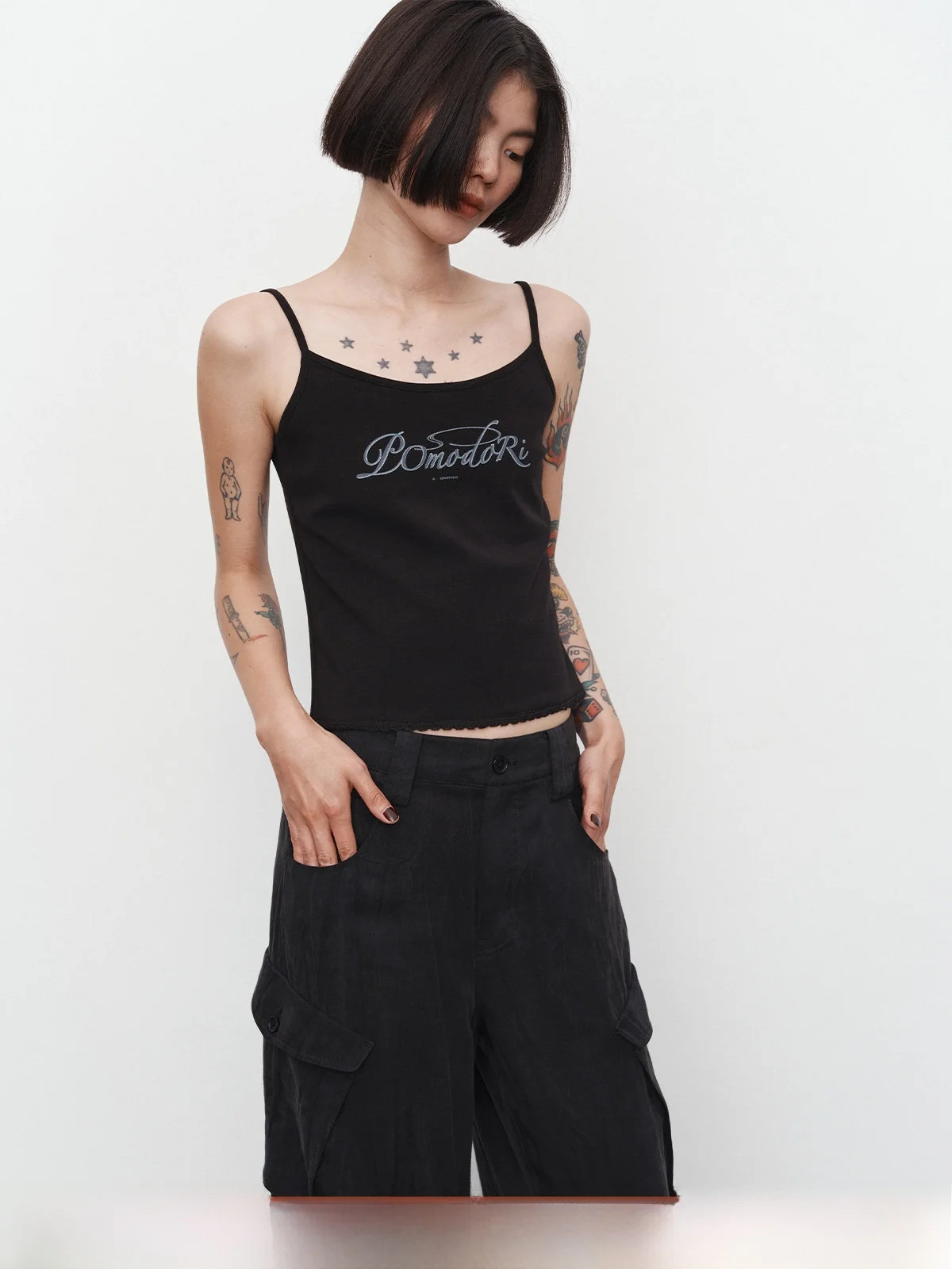 

New Arrival RandomPiece24 Striped Print Lace Splice Ear Collar Type Camisole Tank Top Women's Fashion Original Design Cot...