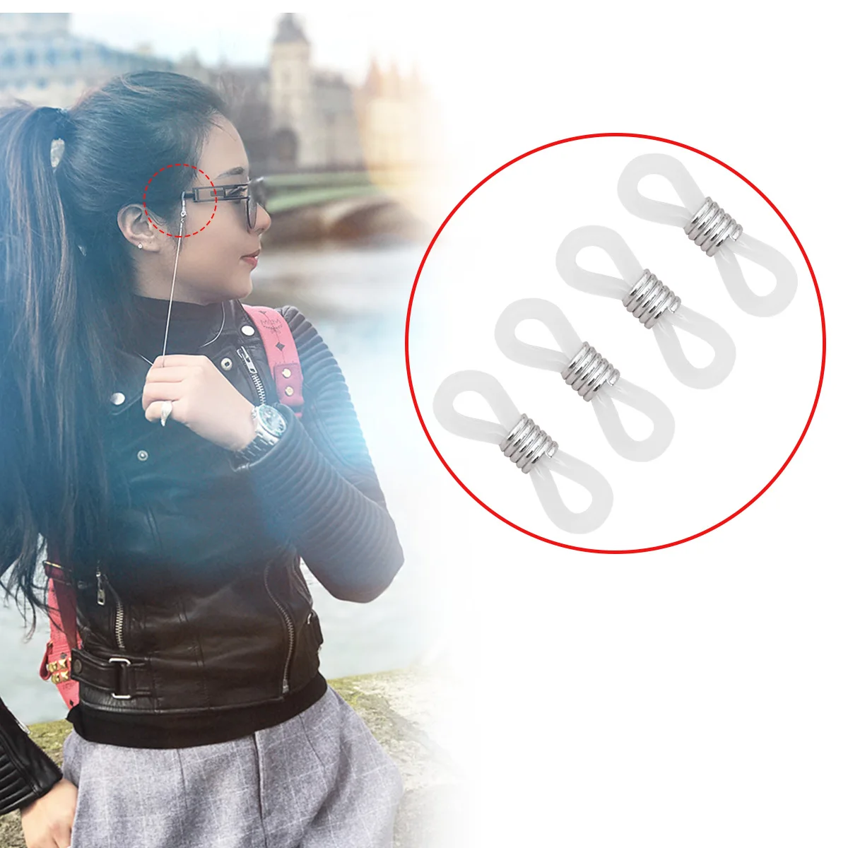 

100pcs Glasses Chain Anti Slip Ring Eyeglasses Accessories Hanging Buckle Connectors Holder Silicone Soft Durable Non Slip DIY