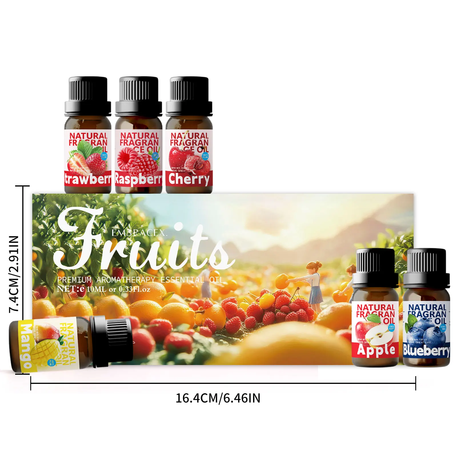 6 PZ 10 ML Frutti Oli Essenziali profumo donna MINI PERFUME SET colonia-Mango Mela Ciliegia Fragola Mirtillo Lampone