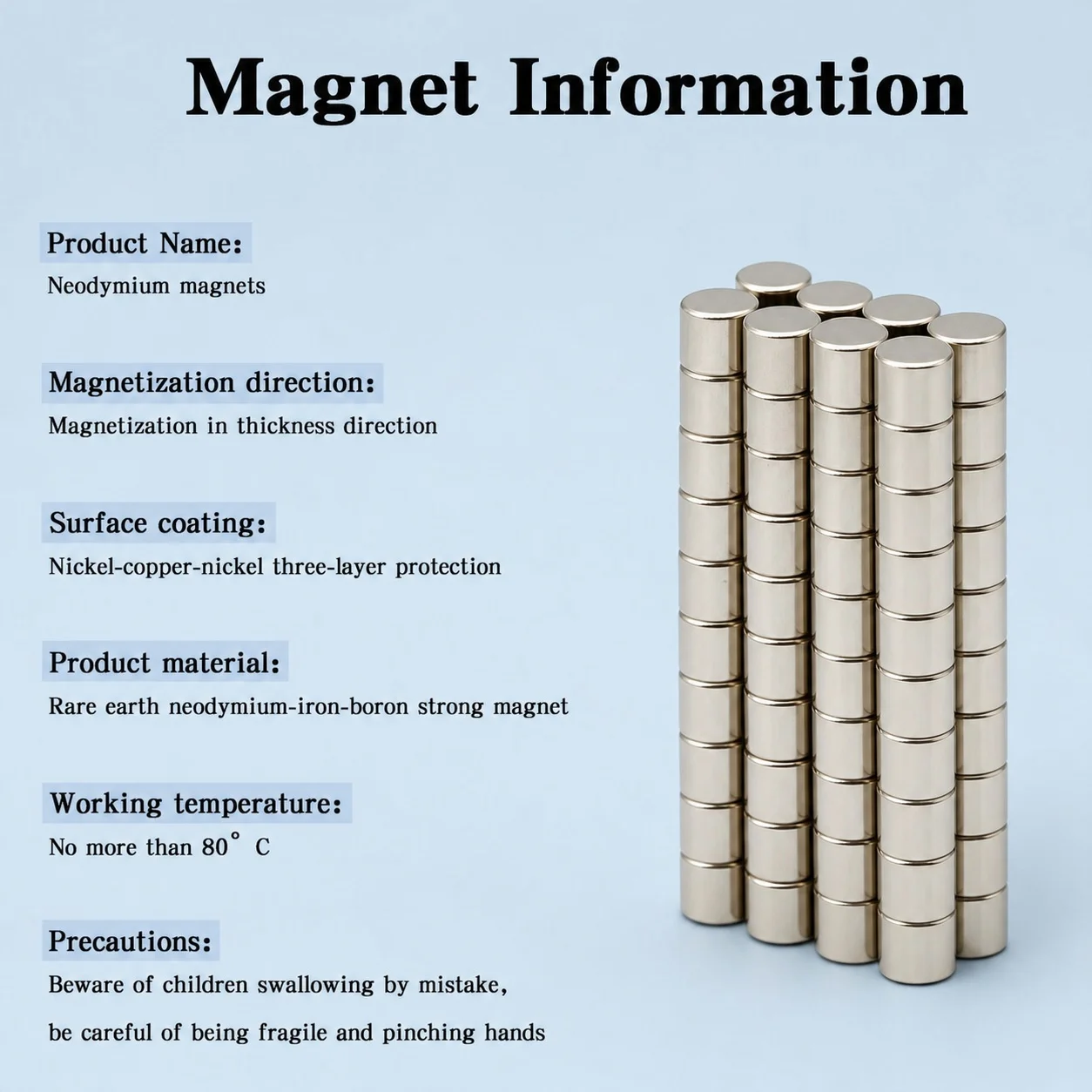 Anti Corrosion Metal Magnetic Neodymium Magnet Round 3x3mm Strong Suction Rust Resistant for Home Storage Workshop