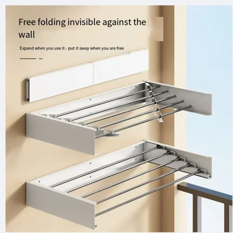 Invisible folding clothes drying rack for balcony, home interior wall drying rack for bathroom