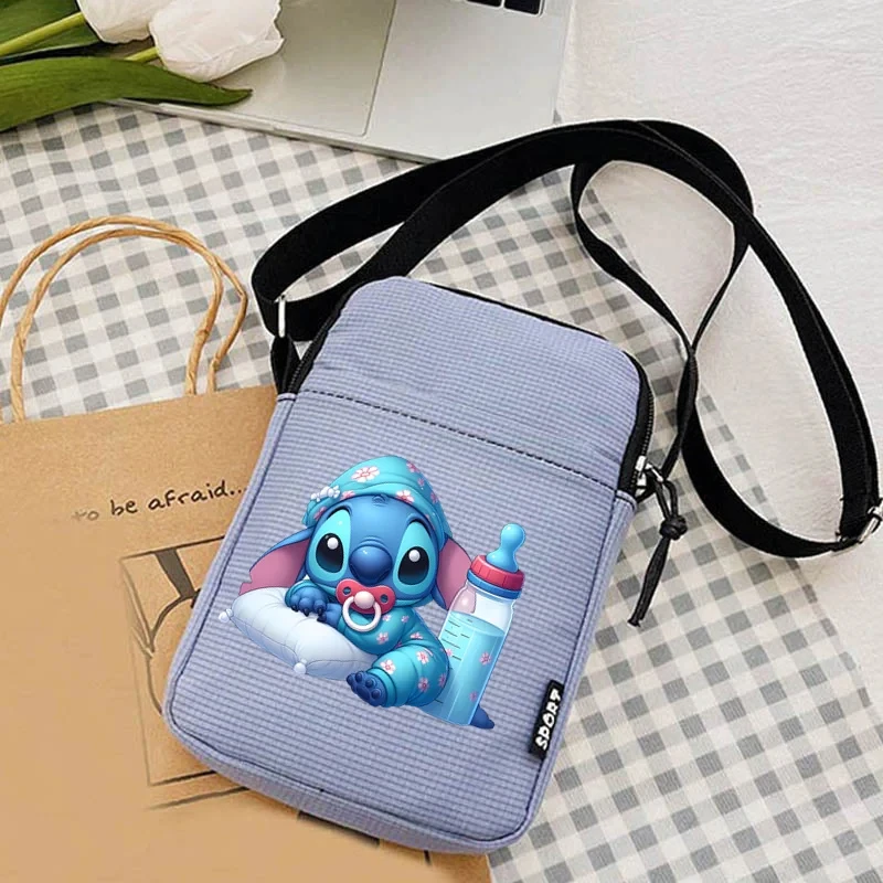 Disney Lilo & Stitch Women\'s Handbag Sweet Crossbody Mini Bags for Women Coin Purse Vertical Hand Canvas Bag Mobile Phone Bags