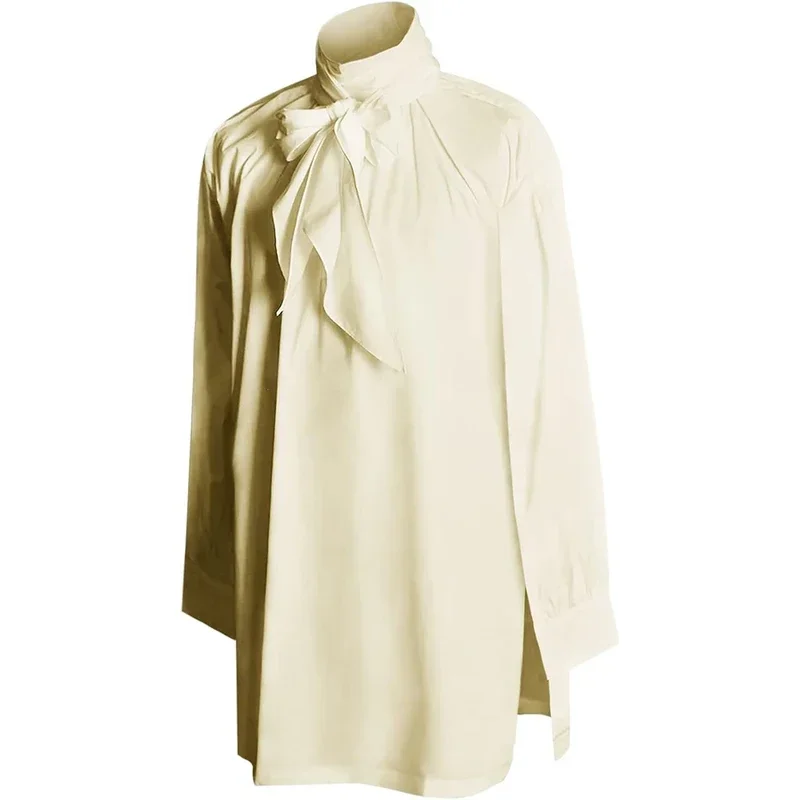 Camicia da uomo rinascimentale a maniche lunghe medievale Steampunk Vampiro Pirata Cosplay Principe Dramma Costume di scena Top MN3