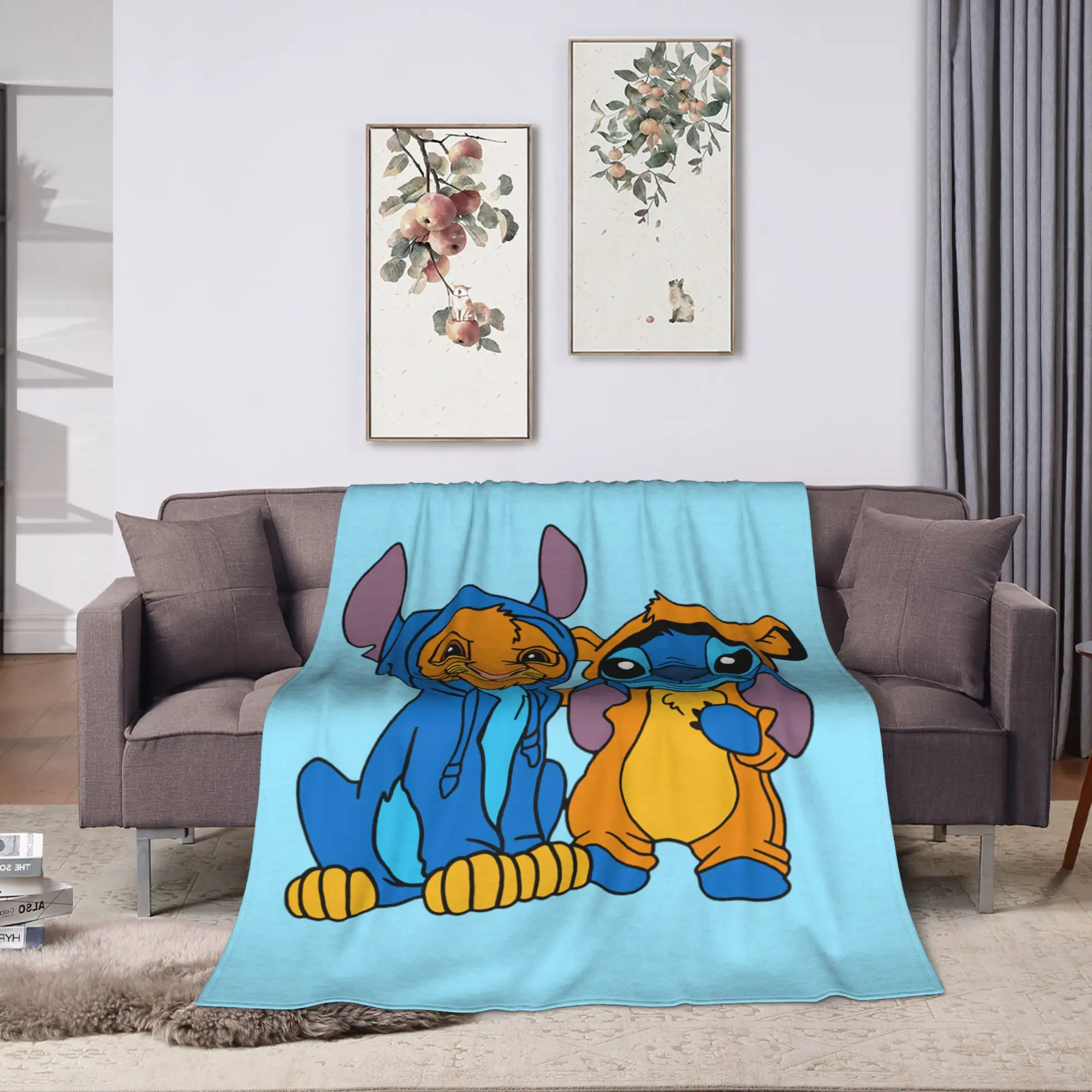 

Stitch Simba Blankets Flannel Summer Lion King Multifunction Ultra-Soft Throw Blankets for Sofa Office Bedspread