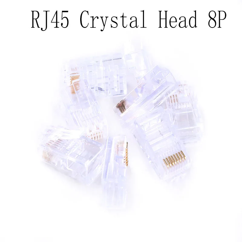 50pcs Modular Accessories Plug 8P8C Plug Cat5 CAT5e Gold Plated RJ45 Head PC Ethernet Cable Network Connector