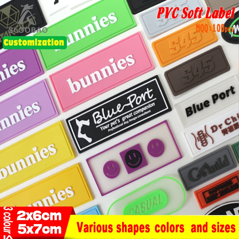 Three-colour PVC Drip Plastic Label Heat Transfer Printed Rubber Silicone 3D Soft Anti-static Clothing Logo Accessories