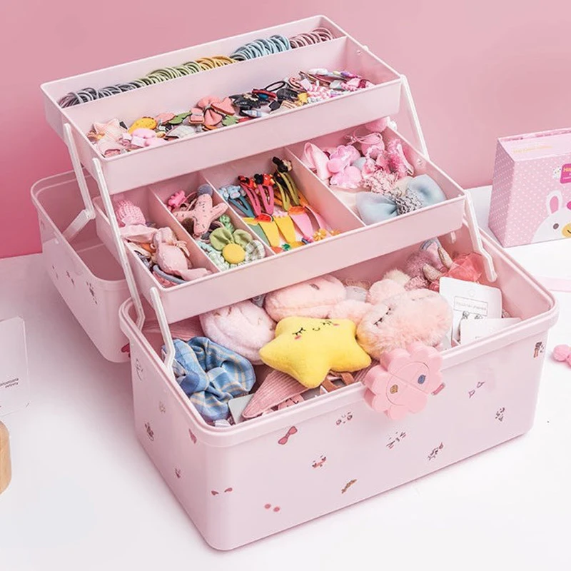 Children's Hair Accessories Storage Box Baby Head Rope Hairpin Rubber Band Head Jewelry Dressing Cute Girl Jewelry Box Large Cap