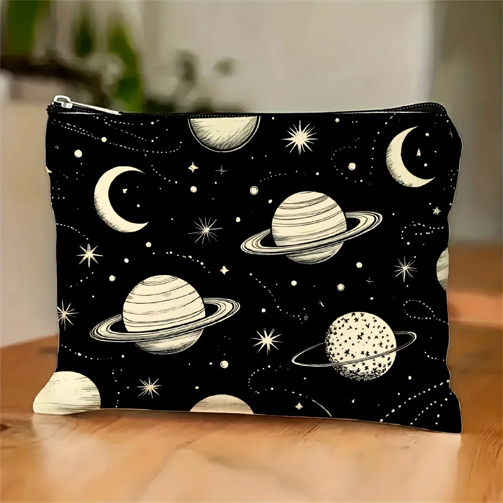 A Universe Planet Printed Makeup Bag- multifunctional zipper pouch, jewelry storage bag, perfect travel zipper small storage bag
