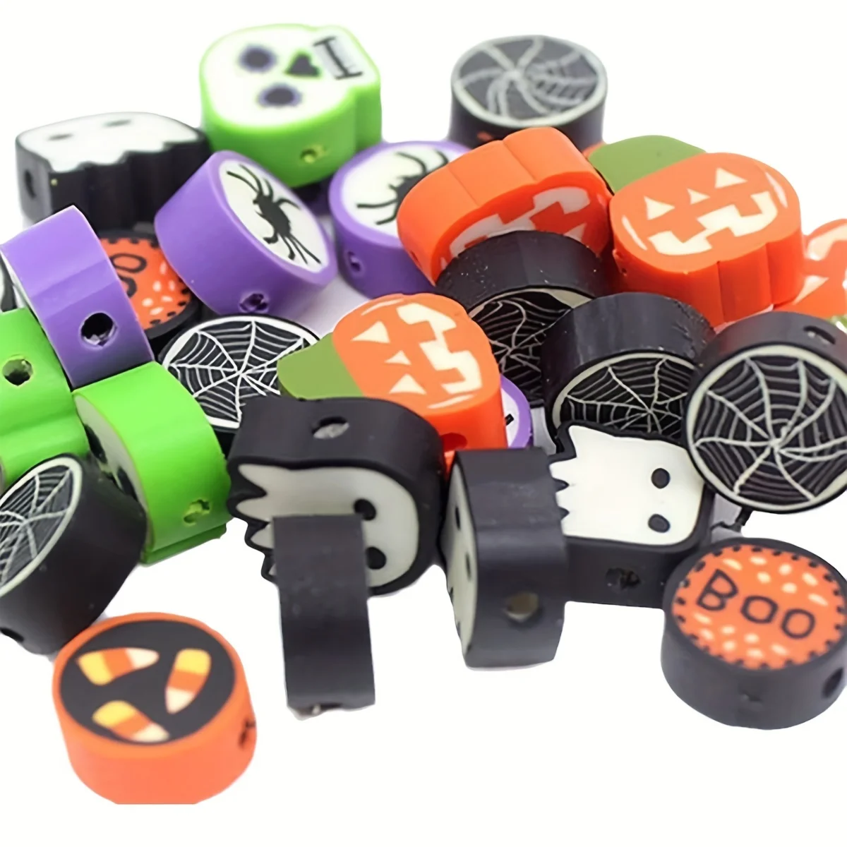 50 Stück weiche Keramikperlen für Halloween, können als Schmuckarmbänder zum Selbermachen verwendet werden – Detail 4