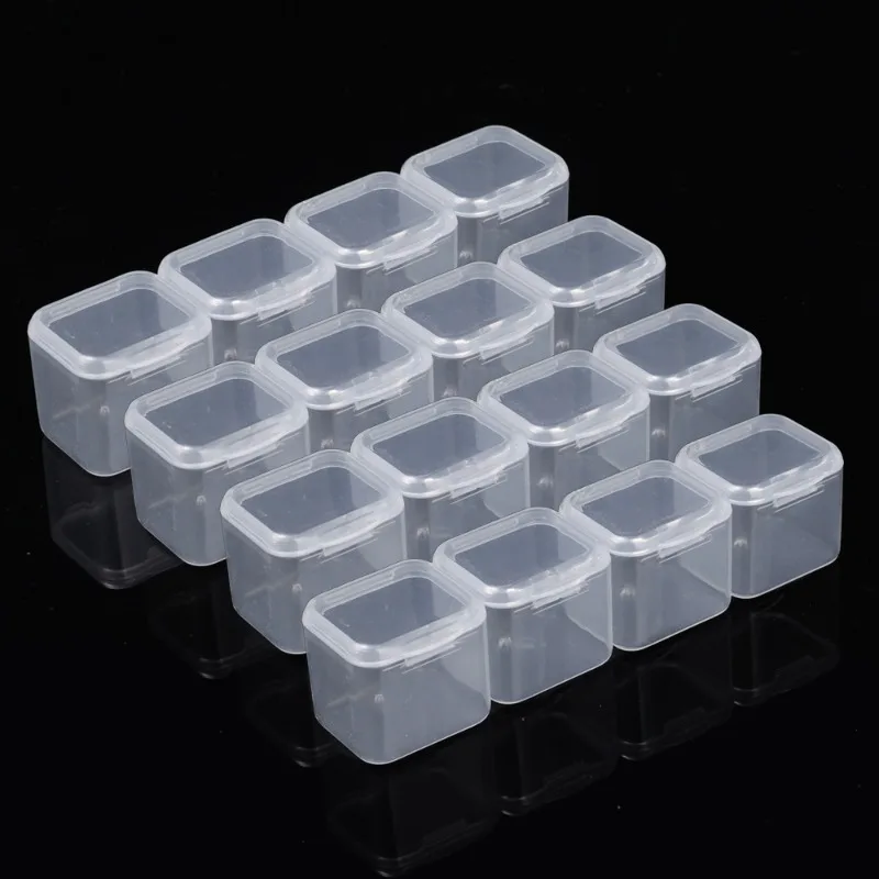 5/10pcs Mini Square Storage Box Transparent Earrings Rings Jewelry Beads Packaging Storage Case Small Jewelry Organizer Box