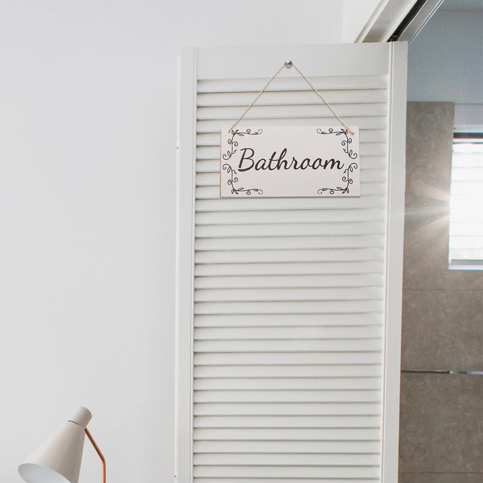 

10pcs Wooden Door Decor Wall Art Rustic Style Wood Plaque Bathroom Hanging Unisex Restroom Round Decorative Wall Sign Home