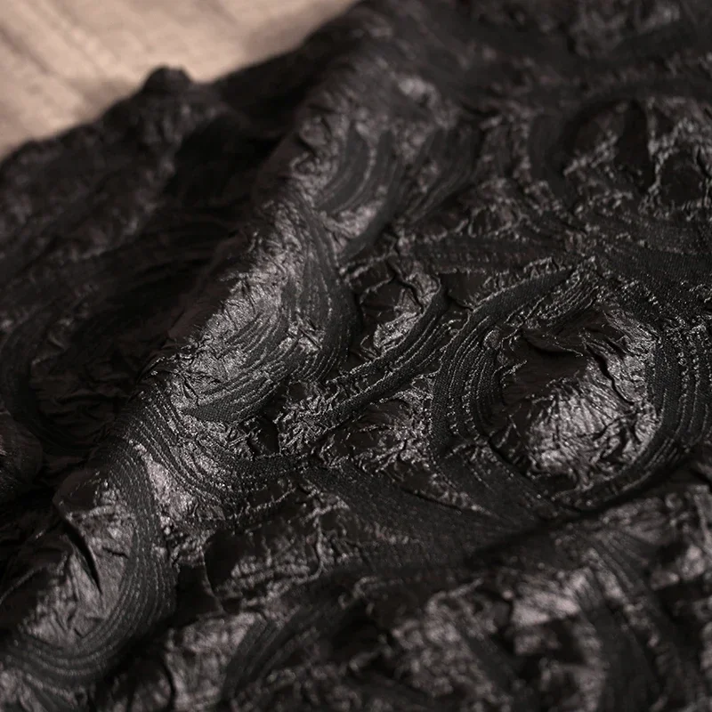 

Текстурная жаккардовая ткань с креативными складками, дизайнерская, из чистого полиэстера, оптом, за метр, для шитья и рукоделия