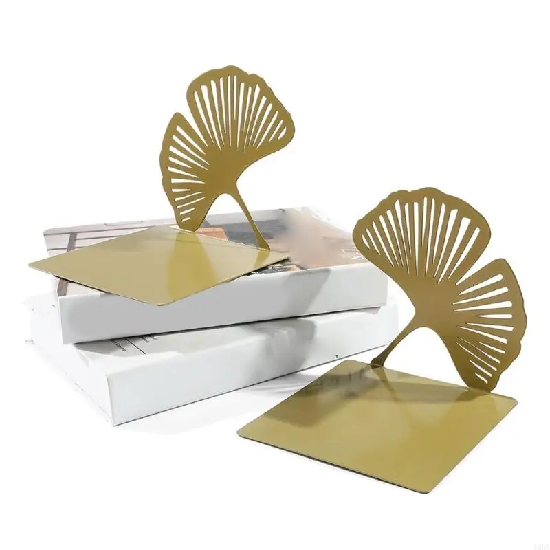 

Pack of 2 Heavy Duty Metal Bookends for Shelves Hollowed Ginkgo Leaf Bookends Metal Book Stopper for Home Library Office Y3ND