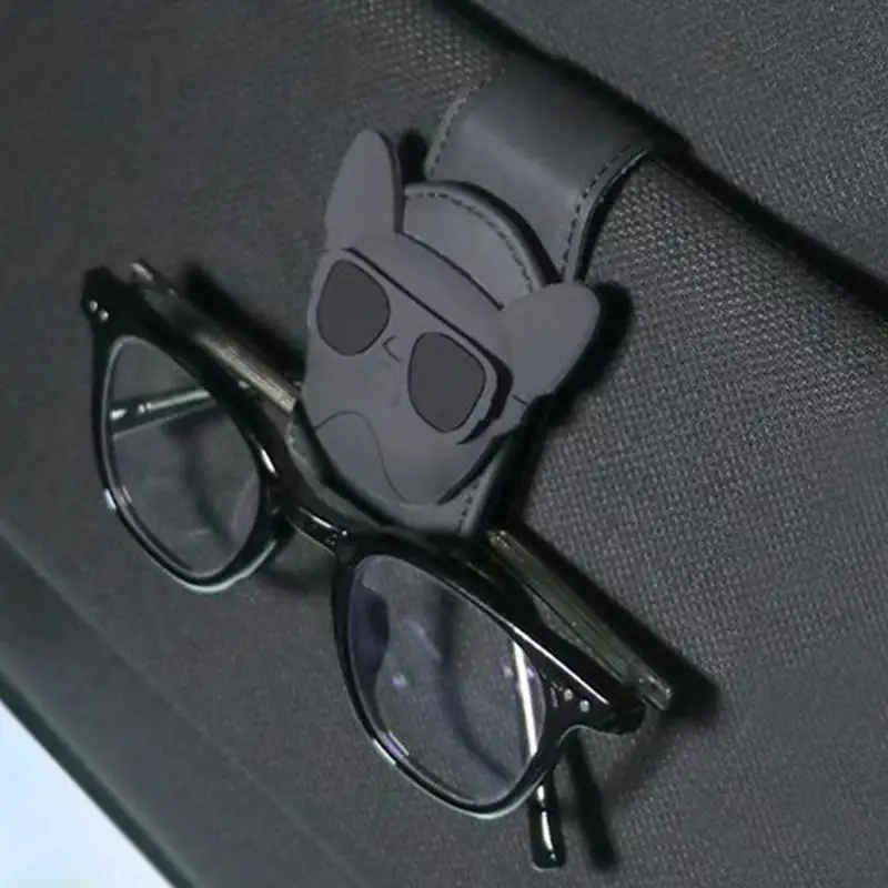 Car Glasses Holder Clip PU Leather Glasses Support Sunglass Holder Clip Eyeglasses Mount Ticket Card Clip Car Interior Storage