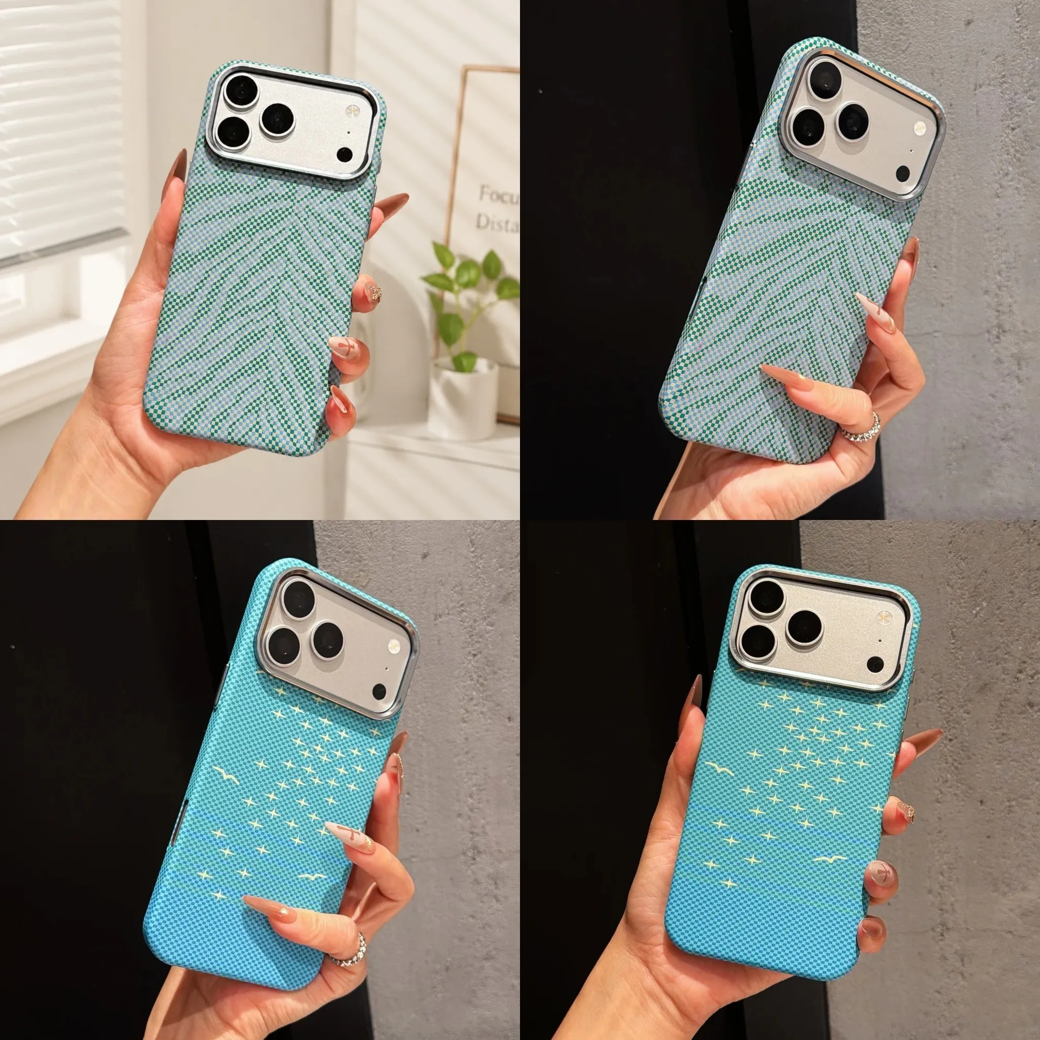 Luxury Kevlar Pattern Ultra Thin Magnetic Metal Frame Case For iPhone 18 17 Air 16 15 14 13 Pro Max Shockproof Matte Retro Cover