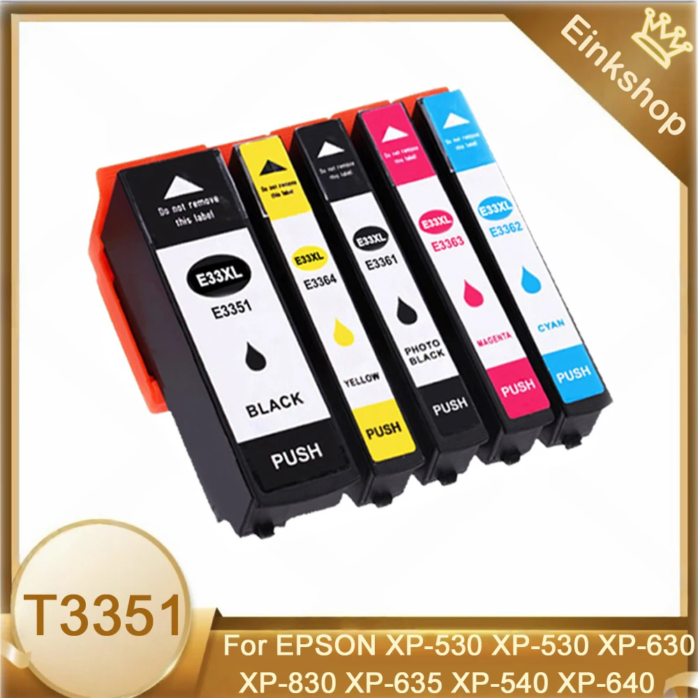 5pcs T3351 T3361 T3362 T3363 T3364 33XL ink cartridge For EPSON XP-530 XP-530 XP-630 XP-830 XP-635 XP-540 XP-640 printer T3351