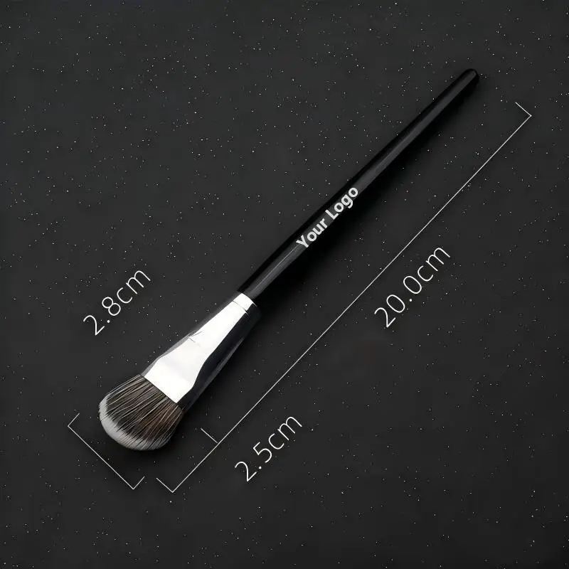 Single Makeup Brushes for Concealer Liquid Foundation Custom LOGO Black Handle Simple Kabuki Oblique Makeup Brush Bulk 10pcs