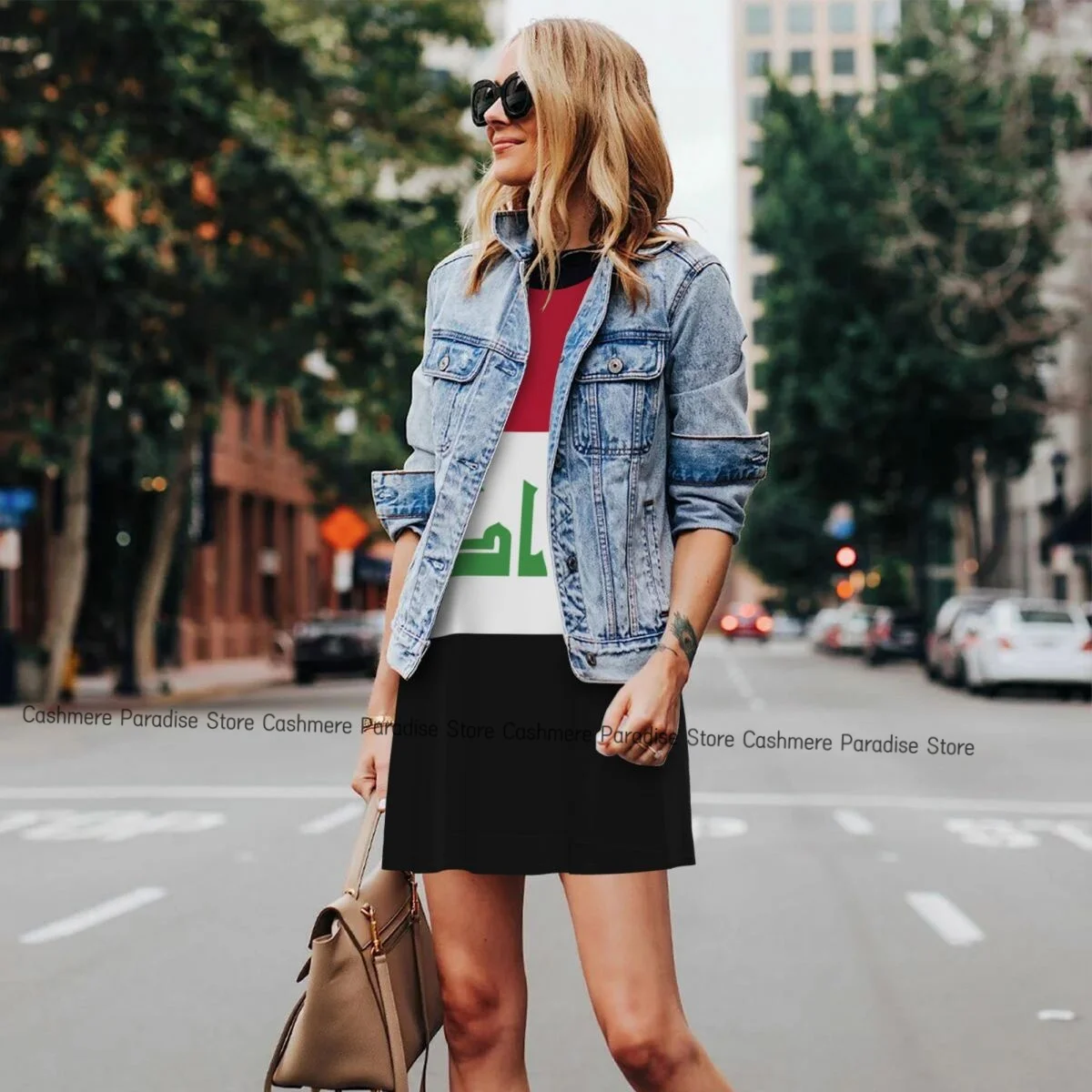 فستان نسائي بعلم العراق فساتين صيفية كاجوال تي شيرت لتغطية الشاطئ فستان بدون أكمام #5