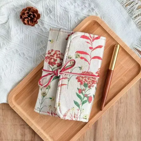 Retro A6 Loose-leaf Diary Cloth Cover Chinese Style Scrapbook Binder with 90 Sheets Inner Page Spiral Binder Diary for Girls