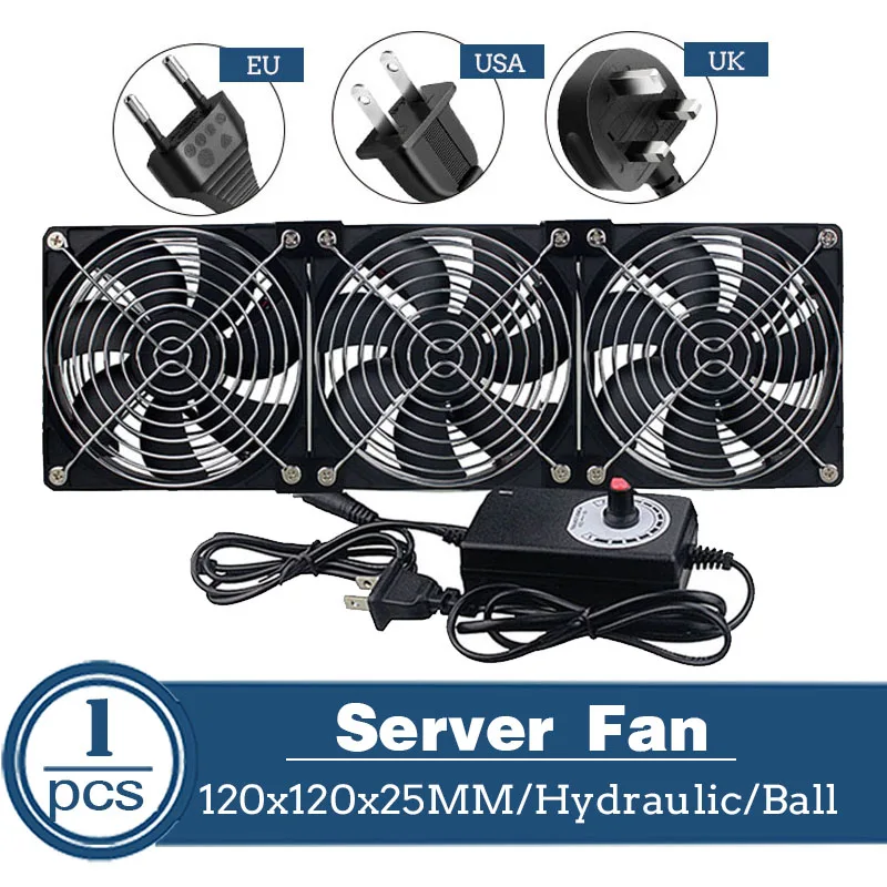 Ventilador de refrigeración con controlador, 120mm, 3000RPM, 12cm, 12V, 220V, Btc, máquina, chasis, estación de trabajo, radiador de gabinete,